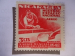 Sellos de America - Nicaragua -  X Serie Mundial de Base-Ball Amateur 1948 - Moderno Estadio Nacional-Tennis de Mesa.