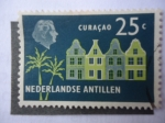 Stamps : America : Netherlands_Antilles :  Visita de la Reina - Old building-Curaçao