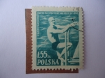 Stamps Poland -  Natación- II Juegos Infantiles - II Miedzynarodowe Igrzyska Sportowe Mtodziezy 1955 - Polska.