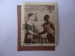 Stamps : Europe : Poland :  Tres Modalidades de Atletas-II Juegos Infantiles - II Miedzynarodowe Igrzyska Sportowe Mtodziezy 195