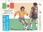 Stamps Laos -  Copa mundial de futbol Mexico-86