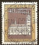 Stamps Germany -   Iglesia del castillo de Wittenberg 450 años de la Reforma (DDR).