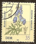 Stamps Germany -  Las plantas venenosas-Acónito, Aconitum napellus L.(DDR).