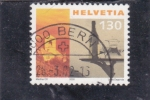 Stamps Switzerland -  iglesia y botella de vino