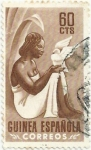 Sellos de Africa - Guinea Ecuatorial -  GUINEA ESPAÑOLA. TIPOS INDIGENAS.MUJER CON PALOMA. EDIFIL ES-GN 327