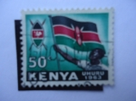 Stamps Kenya -  Kenya-Uhuru 1963-. Bandera. Año de la Independencia.
