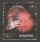 Stamps United States -  Bandera y Fuegos Artificiales