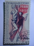 Stamps Czechoslovakia -  V Mistrovství Evropy Kosikové Zen - Praha 1956.,