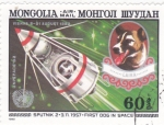 Stamps Mongolia -  primer perro en el espacio- Laika