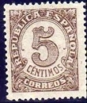 Stamps Spain -  ESPAÑA 1938 745 Sello Nuevo Serie Cifras 5c
