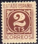 Stamps Spain -  ESPAÑA 1938 815 Sello Nuevo Cifras 2c
