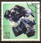 Sellos del Mundo : Europa : Alemania : Minerales de las colecciones de Freiberg.Halit,azul con silvita de bandera ( Rhön )DDR.