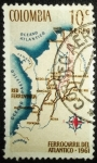 Stamps : America : Colombia :  Ferrocarril del Atlántico Mapa