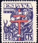 Stamps Spain -  ESPAÑA 1942 949 Sello Nuevo Pro Tuberculosos Cruz de Lorena en rojo
