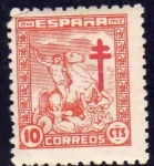 Sellos de Europa - Espa�a -  ESPAÑA 1944 984 Sello Nuevo Pro Tuberculosos Cruz Lorena en Carmin