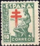 Sellos del Mundo : Europe : Spain : ESPAÑA 1946 1009 Sello Nuevo Pro Tuberculosos con Cruz Lorena