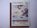 Stamps Colombia -  Año Internacional de la Paz - Pintura de : Alejandro Obregón.
