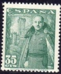 Stamps Spain -  ESPAÑA 1948 1026 Sello Nuevo General Franco y Castillo de la Mota 35c