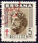 Stamps Spain -  ESPAÑA 1948 1040 Sello Pro Tuberculosos Cruz de Lorena 5c. Usado