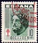 Stamps Spain -  ESPAÑA 1948 1041 Sello Pro Tuberculosos Cruz de Lorena 10c. Usado