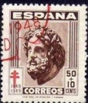 Stamps Spain -  ESPAÑA 1948 1042 Sello Pro Tuberculosos Cruz de Lorena 50+10c. Usado