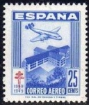 Sellos de Europa - Espa�a -  ESPAÑA 1948 1043 Sello Nuevo Pro Tuberculosos Cruz de Lorena 25c Correo Aereo Avion