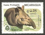 Stamps Nicaragua -  1355 - Fauna protegida, tapirus bairdii