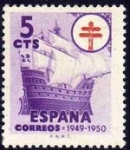 Stamps Spain -  ESPAÑA 1949 1066 Sello Nuevo Pro Tuberculosis 5c c/charnela Espana Spain Espagne Spagna Spanje Spani