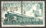 Stamps Spain -  1234 - Locomotora 242-F, y Castillo de la Mota