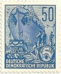 Stamps Germany -  RDA. TRABAJADORES DEL PLAN QUINQUENAL. BARCO DE VAPOR OCEANICO. YVERT DD321B.