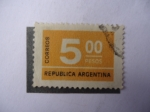 Stamps Argentina -  Cifras-Cinco Pesos-República Argentina.