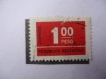 Sellos de America - Argentina -  Cifras-Un Peso-República Argentina.