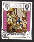 Stamps Yemen -  La presentación en el templo, por Diana