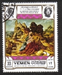 Stamps Yemen -  Descanso en la huida a Egipto, por Van Cleve