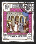 Sellos de Asia - Yemen -  La expulsión del templo, por Giotto