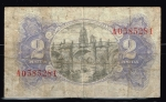 monedas del Mundo : Europa : Espa�a :  Reverso de billete de 2 pesetas de República  Española