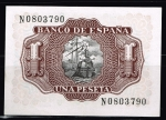 monedas del Mundo : Europa : Espa�a :  Reverso de billete de 1 peseta del Banco de España