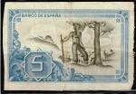 monedas de Europa - Espa�a -  Reverso de billete de 5 pesetas del Banco de España.  Bilbao