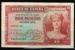 monedas de Europa - Espa�a -  Anverso de billete de 10 pesetas del Banco de España