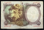 monedas de Europa - Espa�a -  Reverso de billete de 25 pesetas del Banco de España