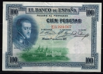 monedas del Mundo : Europa : Espa�a :  Anverso de billete de 100 pesetas del Banco de España