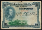monedas del Mundo : Europa : Espa�a :  Anverso de billete de 100 pesetas del Banco de España