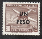 Stamps Chile -  Correo aéreo sello número Michel . 270 con la impresión PESO ONU