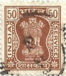 Stamps India -  CAPITEL DE LOS PILARES DE ASOKA. SERVICIO 1967-74. VALOR FACIAL 50 p. YVERT IN S35G