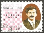 Stamps Laos -  Lasker, campeón de ajedrez