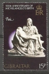 Stamps : Europe : Gibraltar :  ESCULTURA  DE  MIGUEL  ANGEL.  LA  PIEDAD.