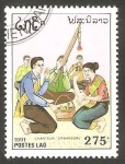 Stamps Laos -  Tocando instrumentos musicales
