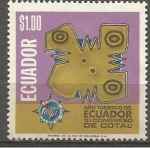Sellos de America - Ecuador -  AÑO  DEL  TURISMO  DE  ECUADOR.  DIFERENTES  PETROGLIFOS.