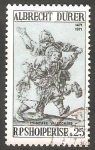 Stamps : Europe : Albania :  1300 - 500 Anivº del nacimiento de Albrecht Durer, Pareja de campesinos bailando