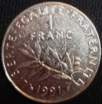 monedas del Mundo : Europa : Francia :  1991 (Reverso)